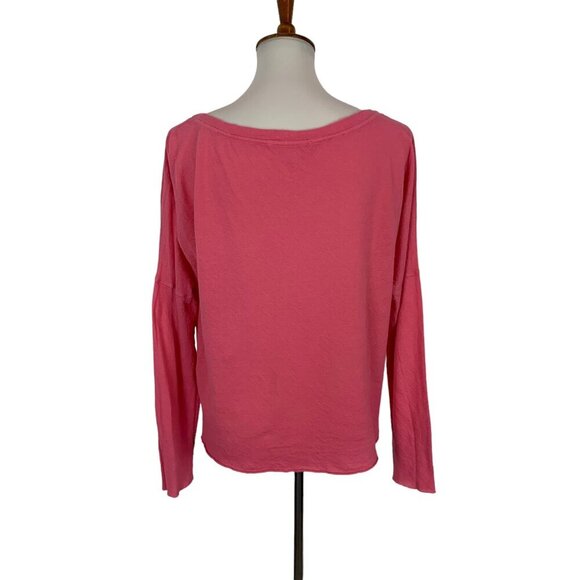 Stateside Pink Lightweight Long Sleeve Boxy Top Medium Casual Minimalist Layer - Picture 3 of 5